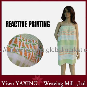 Microfiber reactive printed OEM bath dress for lady
