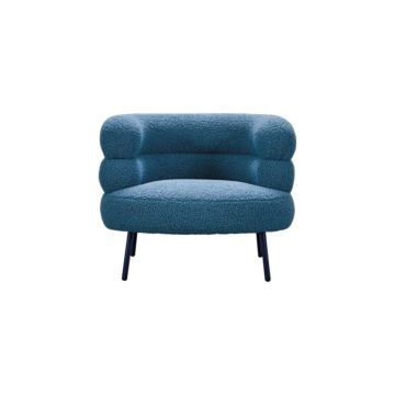 Blue sherpa faux sheepskin accent armchair lamb wool occasional lounge chair teddy fabric modern boucle chair