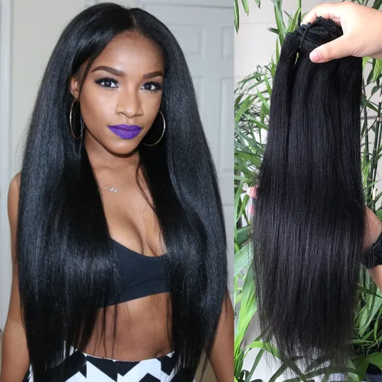 8 Pieces Light Yaki Clip In Hair Extensions 100 Remy Human Hair with 18 Clips