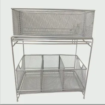 Removable 2 Layer Iron Powder Coated Paper Filing Rack for Office File Storage