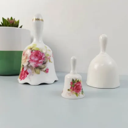 Porcelain Dinner Bell with Glazed Flower Design Ceramic Wind Chime