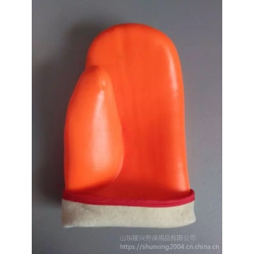 Fluorescent PVC mittens with sponge composite cloth lining