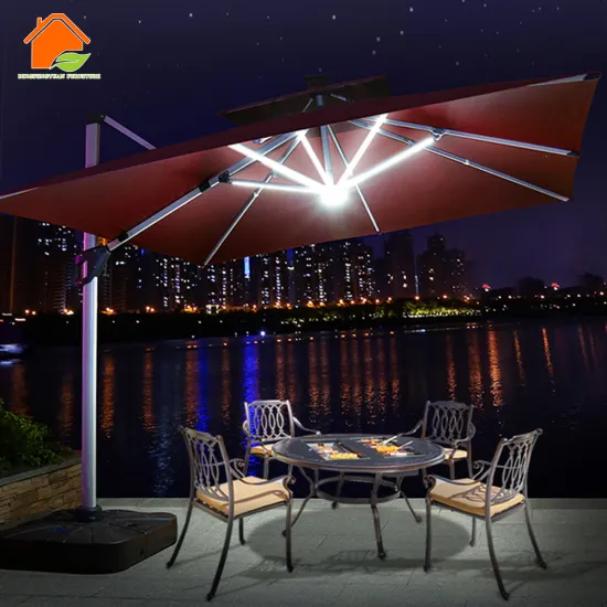 High-Quality Led Light Outdoor Umbrella for Beach and Golf with Solar Power