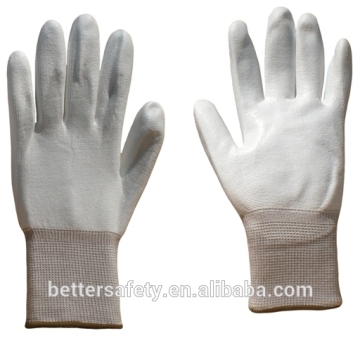 13 Guage White Nylon Liner PU touch screen gloves china wholesale