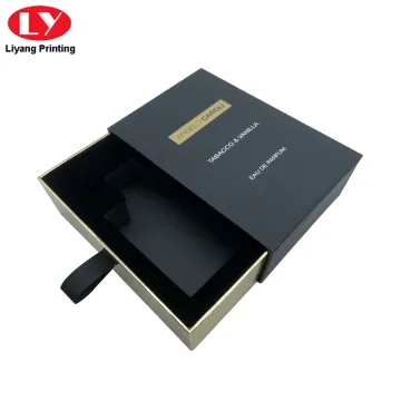 Custom Logo Texture Black Paper Drawer Perfume Box