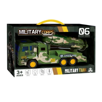 Shantou Toys Electric Light Music Friction Car Plastic Military Truck Toy Vehicle