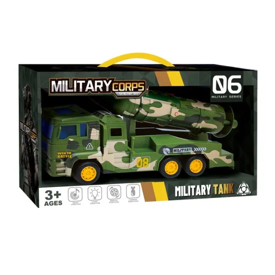 Shantou Toys Electric Light Music Friction Car Plastic Military Truck Toy Vehicle