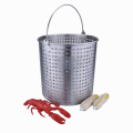 Large lobster boiling pot with basket steamer