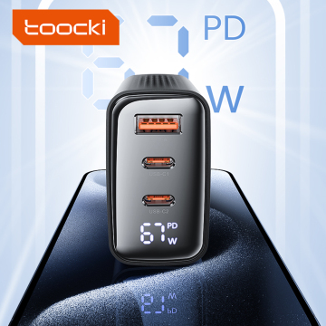 Adattatore a parete pieghevole di ricarica rapida TOOCKI 67W con display digitale per iPhone 15