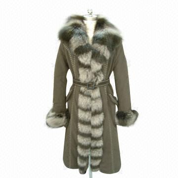 Women's winter jacket, blue fox fur trims