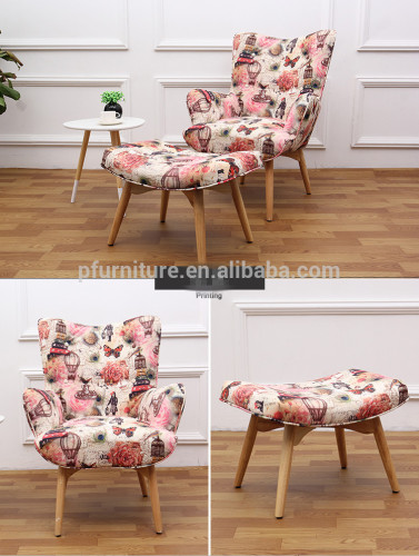 Modern simple furniture fabric button single sofa chair with ottoman