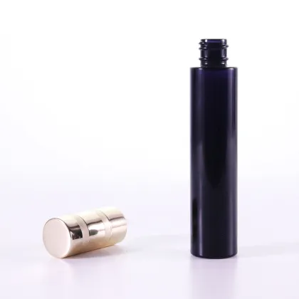 Black cosmetic glass facial toner and lotion bottle