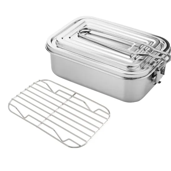 304 Stainless Steel Lunch Box Portable Handle Bento Lunch Box