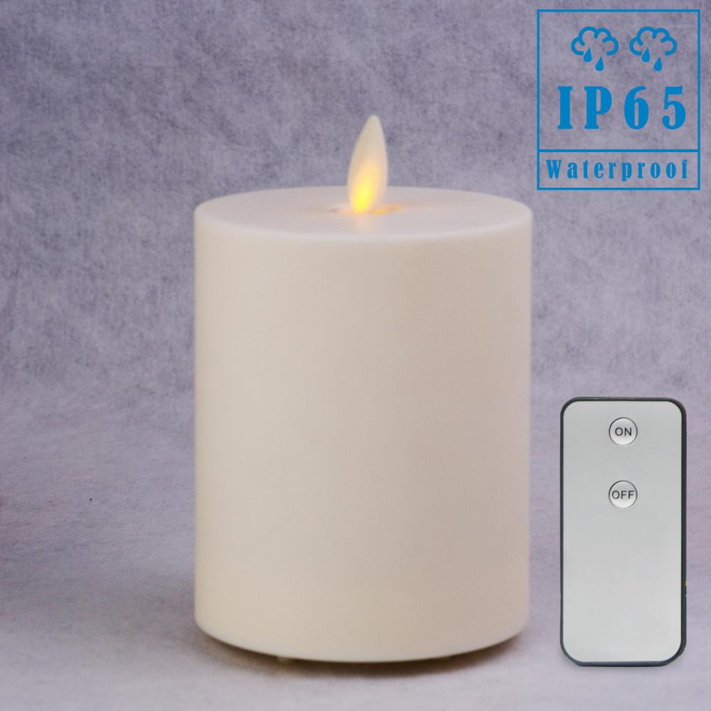 Flat Top Plastic Outdoor Flameless Waterproof Pillar Candles