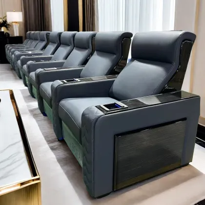 Popular Suede Fabric Cinema Chair: Theater Furniture Power Recliner
