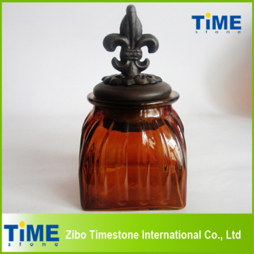Square Shape Colorful Glass Jar with Lid