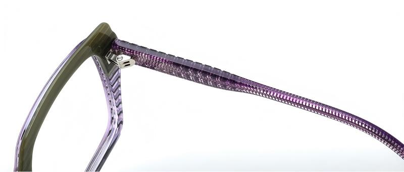 Mellume Square Striped Laminate Acetate Optical Frames-temple