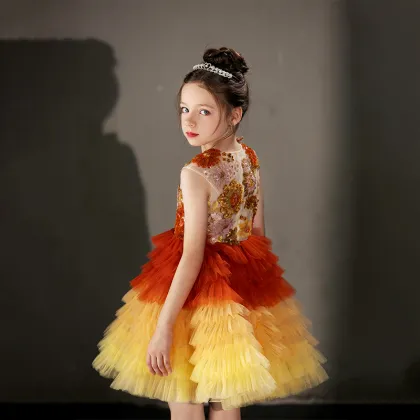 Embroidered Pearl Skirt Dress for Girls