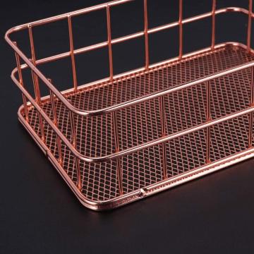 Rose Gold Basket Makeup Organizers Box