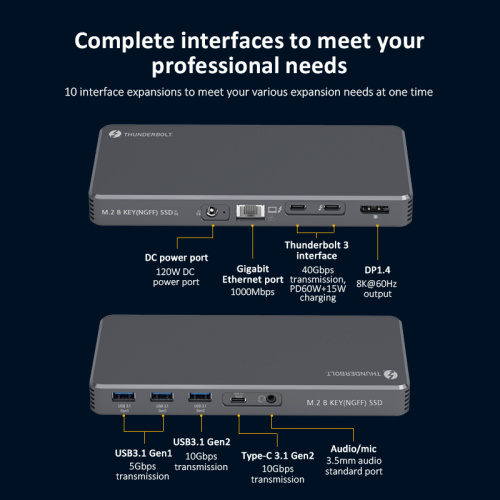 알루미늄 Thunderbolt3 9-in-1 멀티 포트 도킹 스테이션+PC