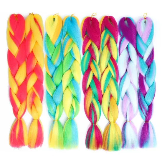 Wholesale Braiding Hair Mix Rainbow Braids Synthetic Jumbo Braids Hair Extension for Women