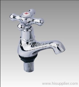 Brass Antique Style Chrome Plated Lavatory Cross Handle Faucet With Short Bibcock 