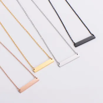 Custom Engraved Stainless Steel Rectangle Bar Pendant Necklaces: Personalized Jewelry Options