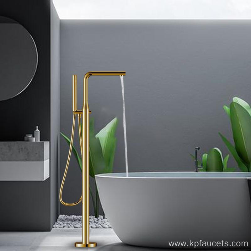 Black Floor Mount Freestanding Bathtub Faucet