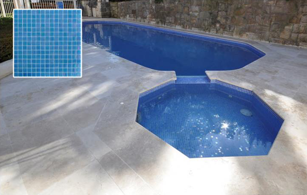 Vendita di piastrelle da piscina in vetro blu iridescente