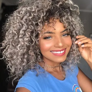 Vigorous 14 Inches Afro Kinky Curly Wigs Synthetic Short Wig With Bangs Mixed Brown Blonde Wig For Black Women