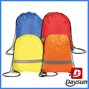 Promotion drawstring Bag backpack cinchpack with reflective tape