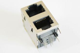 Ethernet Magnetic Stacked RJ45 POE Connectors Female , Meta