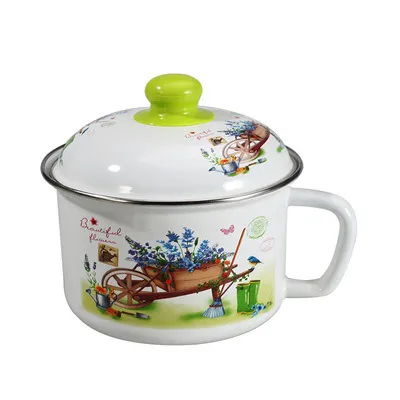 Enamel Instant Noodle Cup Bento Box with Lid Fresh-Keeping Bowl