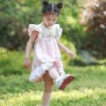 Küçük kız butik pembe dantel çiçek paskalya elbisesi