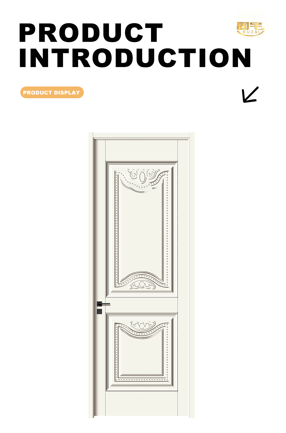 Modern Ivory White Sculpted Interior Door X