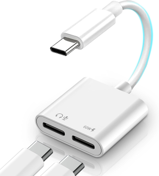 USB C Splitter 1In2 Out: Adattatore a doppio cuffia e caricatore da 60 W con ricarica rapida