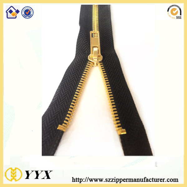 gold metal zipper