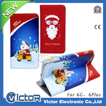 Newest Separable Magnetic Father Christmas Series Flip Leather Phone Case For iPhone6