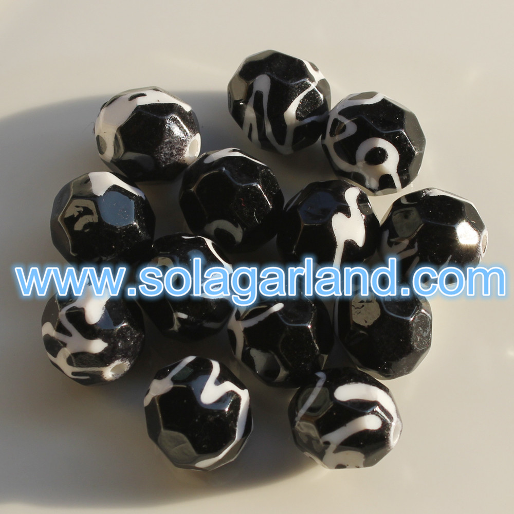 12MM Acrylic Faceted Round Beads