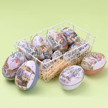 Hot Diy Πάσχα αυγό σε σχήμα κασσίτερου κιβωτίου καραμελών - κουτιά πολλαπλών μεγεθών μετάλλων Πάσχα