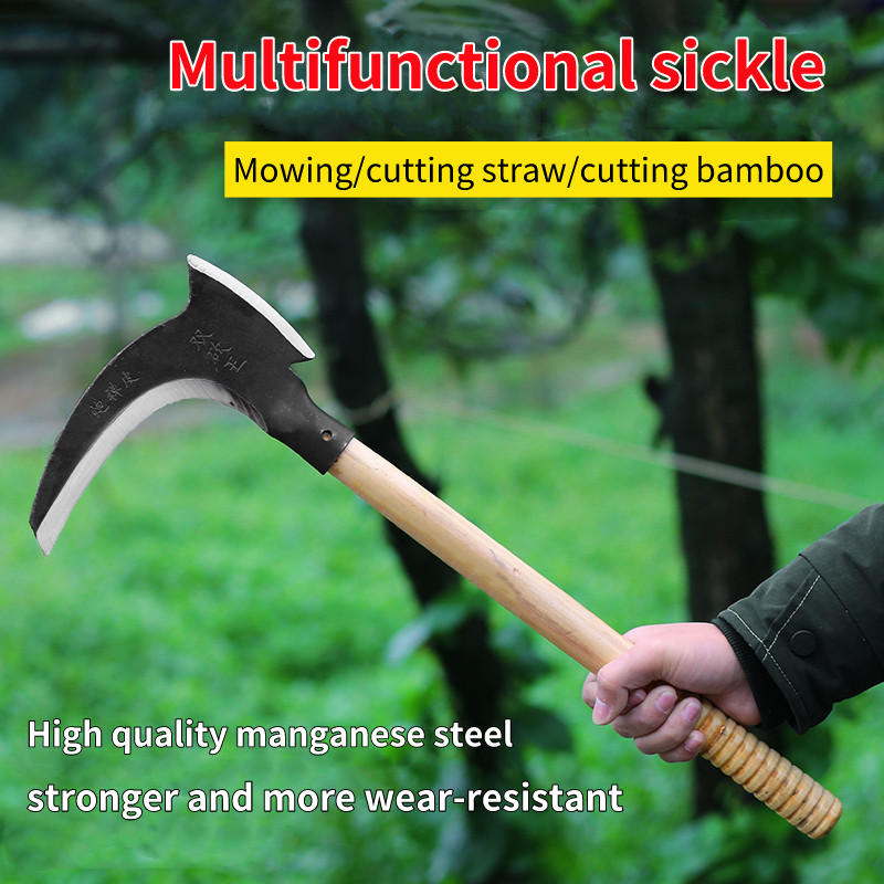 Long handle farmers garden harvesting hook axe agricultural tools sickle outdoor weeding tree agricultural sickle