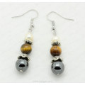 tiger eye round beads hematite fashion earring