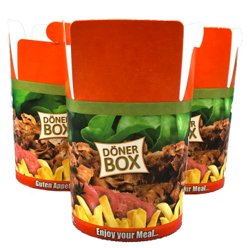 Scatole di imballaggio kebab personalizzate con design a logo stampato - scatole di noodle cinese di carta kraft