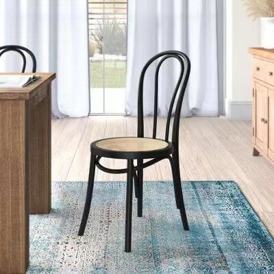 Wholesale Commercial furniture Beech wood Natural color Cross back chairs Indoor furniture with rattan seat