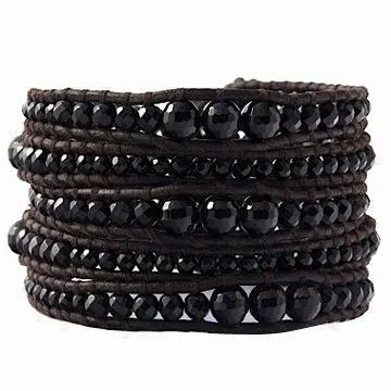 Custom Wholesaler JH Best Imports Wholesale Jewelry, Viennois Graduated Onyx Wrap Bracelet