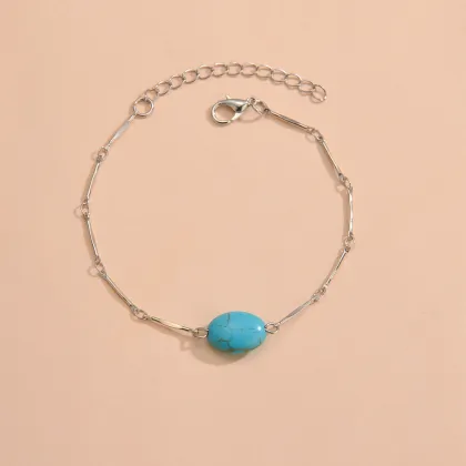 Retro Fashion Oval Turquoise Bracelet Adjustable Bracelet