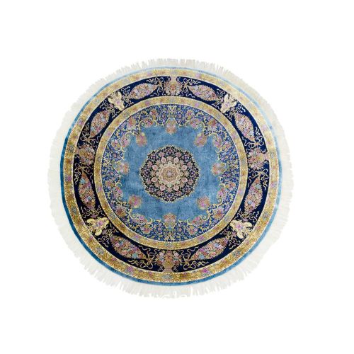6&#39;x6 &#39;Niebieski, ręcznie tkany perski dywan Tabriz