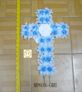 24"X14" Artifical Rose Memorial Cross