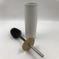 Escova de vaso sanitário plástico/tampa de tampa de bambu