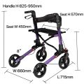 Rollator ajustable de plegable con bolsa de compras extraíbles